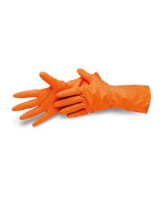 Cleanstar Orange S/7" latex háztartási kesztyű, bolyhos belső, CAT3 - 1010X